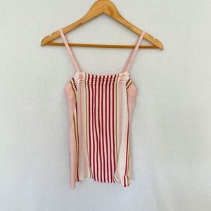 MI AMI Women's Size XXS Camisole Tank Top Vertical Stripe Pink Red Sage Cream